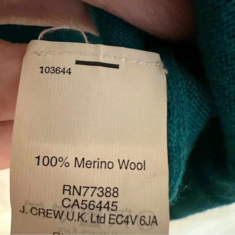 J. Crew Women’s 3/4 Dolman Sleeve Crewneck Teal Merino Wool Sweater Sz XXS GUC